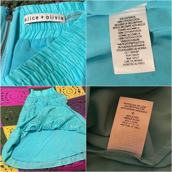 ALICE + OLIVIA Melony Sky Blue Eyelet Trim Lined Midi Skirt $560 EUC 0 - Picture 11 of 16